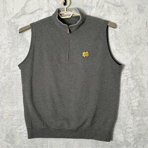 Notre Dame Peter Millar Vest Mens Large Gray‎ 1/4 Zip Soft Golf College Pullover
